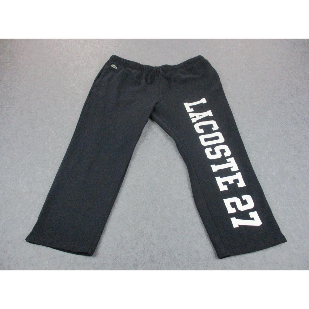 Lacoste Pants Men 4XL XXXXL Black White Croc Spell Out Fleece Sweatpants 42x28